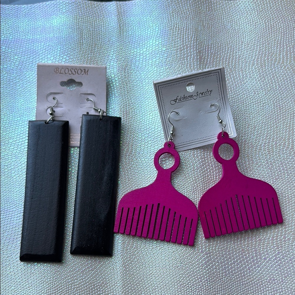 Black and Pink Earrings Set